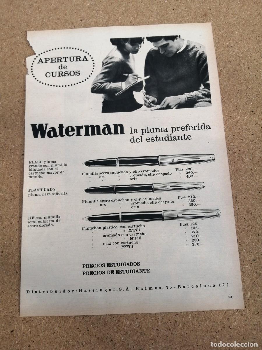 Otros art&iacute;culos de coleccionismo en papel: ANUNCIO. WATERMAN, LA PLUMA PREFERIDA DEL ESTUDIANTE