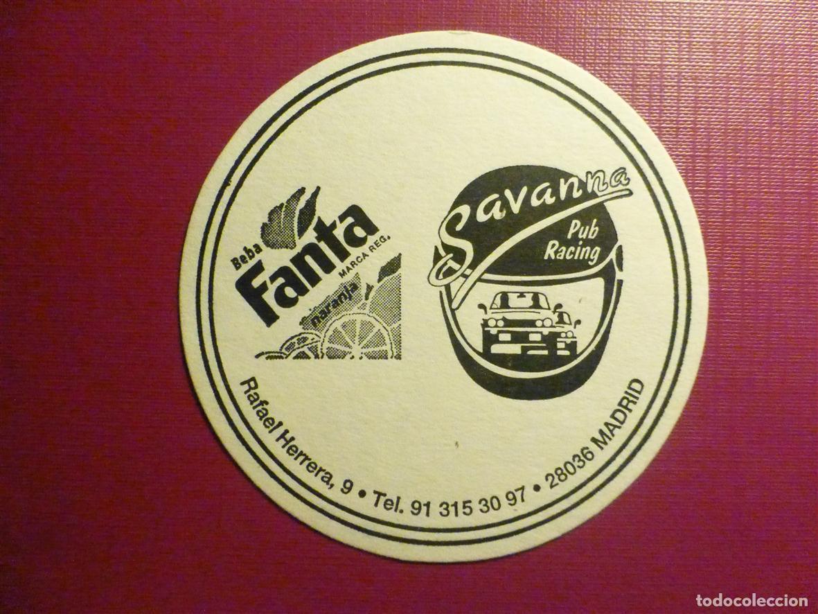 Otros art&iacute;culos de coleccionismo en papel: Posavasos Disco-Bar - Pub - Discoteca - Savanna Pub Racing - Rafael Herrera, 9 - Madrid