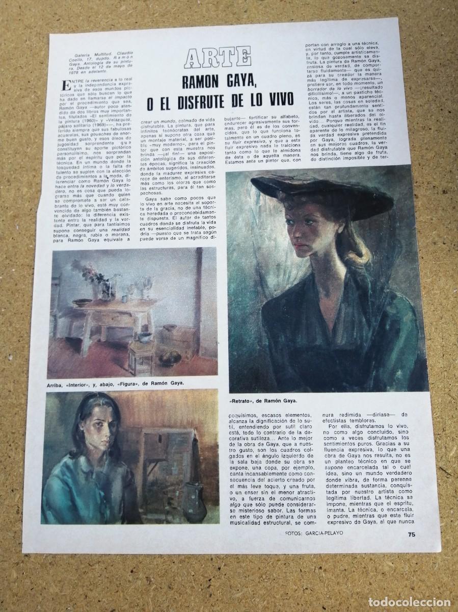 Otros art&iacute;culos de coleccionismo en papel: REPORTAJE ARTE. RAMON GAYA O EL DISFRUTE DE LO VIVO