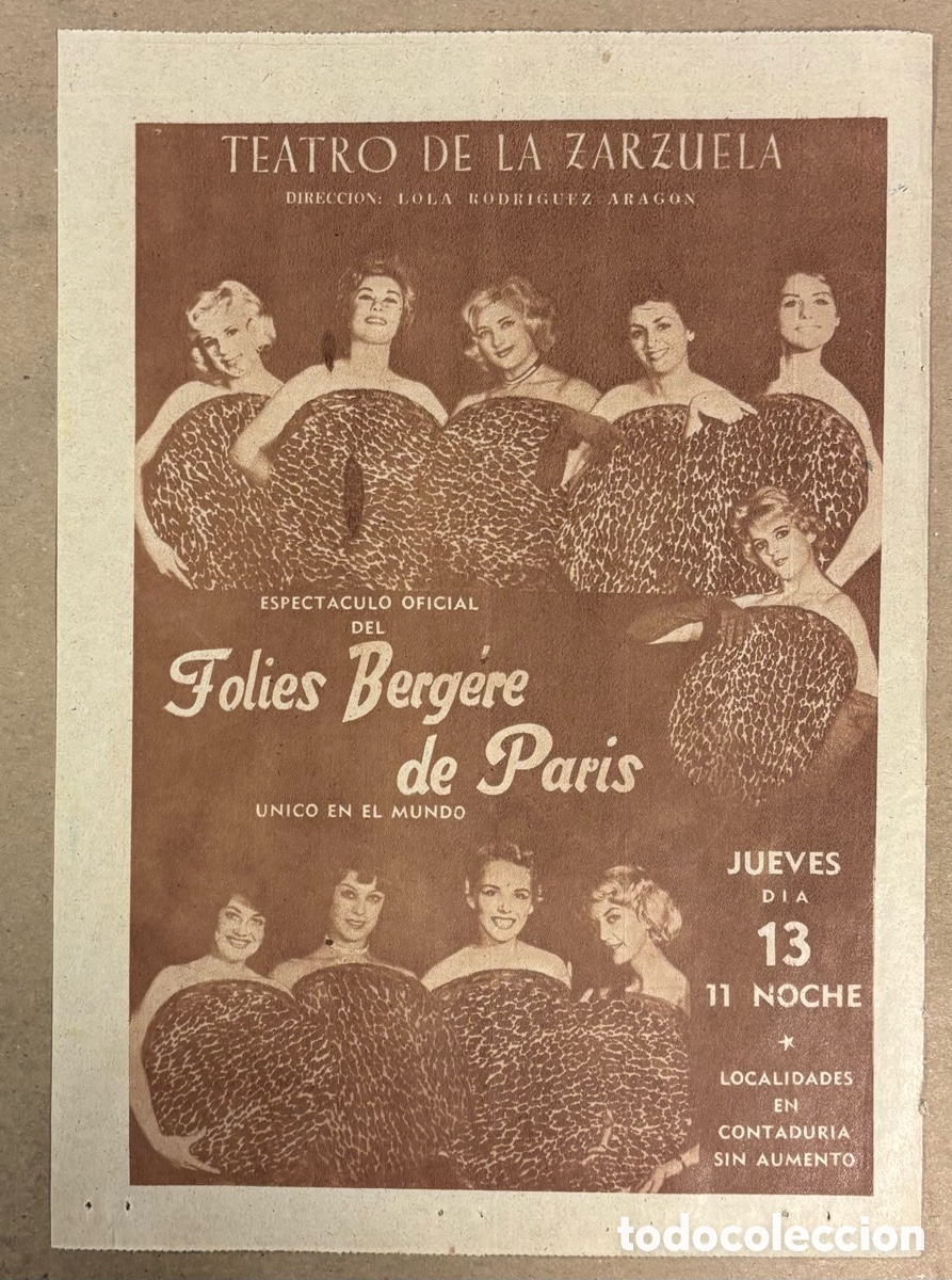 Otros art&iacute;culos de coleccionismo en papel: FOLIES BERGER&Eacute; DE PARIS. CARTEL PUBLICITARIO TEATRO DE LA ZARZUELA PERI&Oacute;DICO ABC A&Ntilde;O 1959.