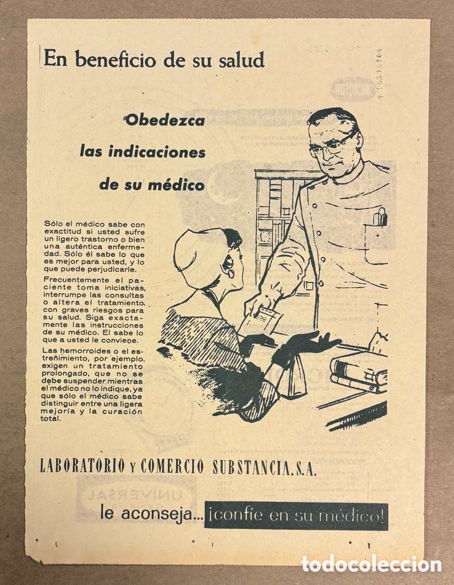 Otros art&iacute;culos de coleccionismo en papel: LABORATORIO Y COMERCIO SUBSTANCIA S.A. ANUNCIO PUBLICITARIO PERI&Oacute;DICO ABC DE 1960