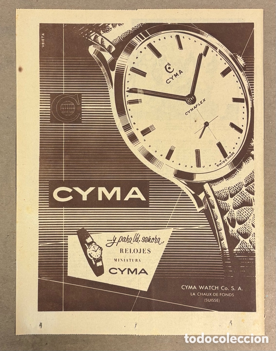 Otros art&iacute;culos de coleccionismo en papel: RELOJES MINIATURA CYMA. ANUNCIO PUBLICITARIO PERI&Oacute;DICO ABC 1960,