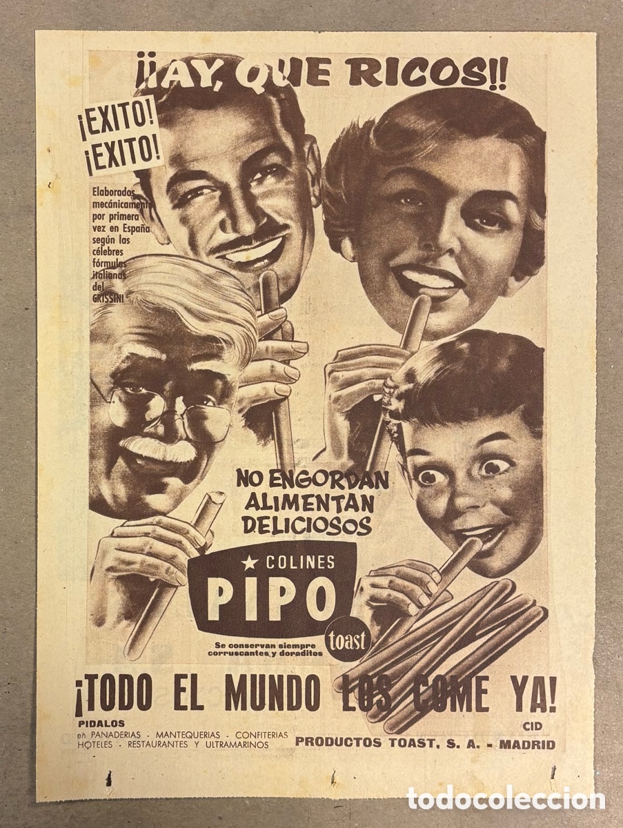 Otros art&iacute;culos de coleccionismo en papel: COLINES PIPO. ANUNCIO PUBLICITARIO PERI&Oacute;DICO ABC A&Ntilde;OS 50,