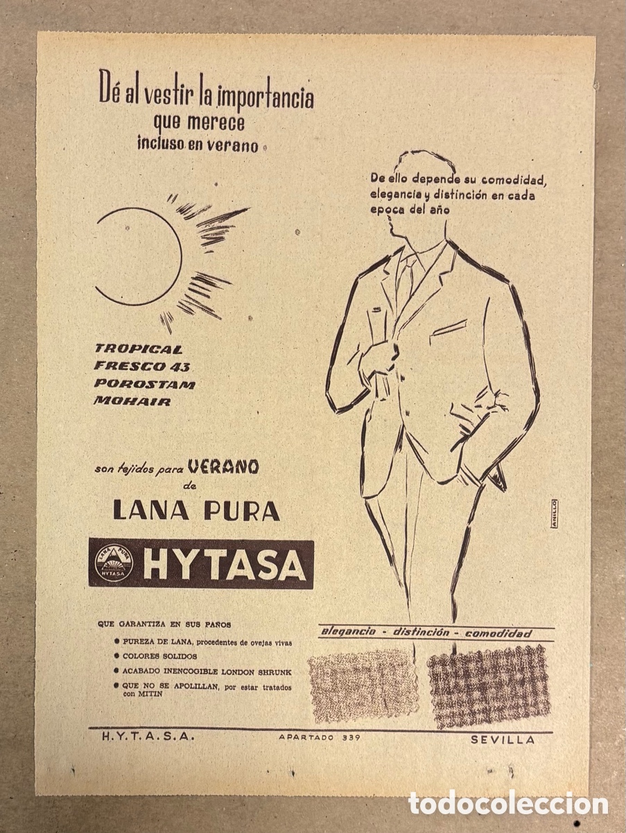 Paper Collecting Others: LANA PURA HYTASA. ANUNCIO PUBLICITARIO PERI&Oacute;DICO ABC A&Ntilde;OS 1958.