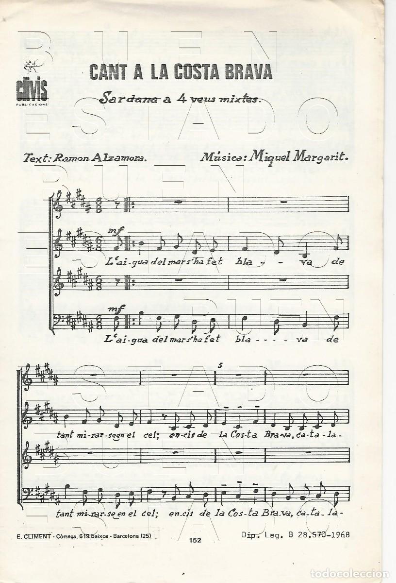 Otros art&iacute;culos de coleccionismo en papel: RAMON ALZAMORA MIQUEL MARGARIT CANT A LA COSTA BRAVA 8 PGS PARTITURA ANTIGUA W7