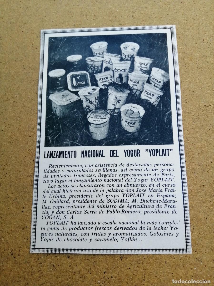 Otros art&iacute;culos de coleccionismo en papel: ARTICULO. LANZAMIENTO NACIONAL DEL YOGUR YOPLAIT