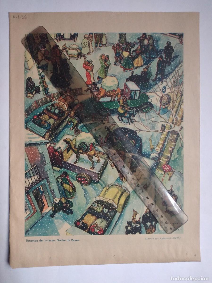 Otros art&iacute;culos de coleccionismo en papel: PEDRO ANTEQUERA AZPIRI DIBUJO ESTAMPA DE INVIERNO NOCHE DE REYES HOJA DE PRENSA A&Ntilde;O 1936