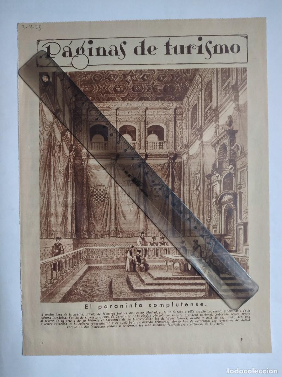 Otros art&iacute;culos de coleccionismo en papel: ALCAL&Aacute; DE HENARES PARANINFO DE LA UNIVERSIDAD P&Aacute;GINAS DE TURISMO HOJA DE PRENSA A&Ntilde;O 1935
