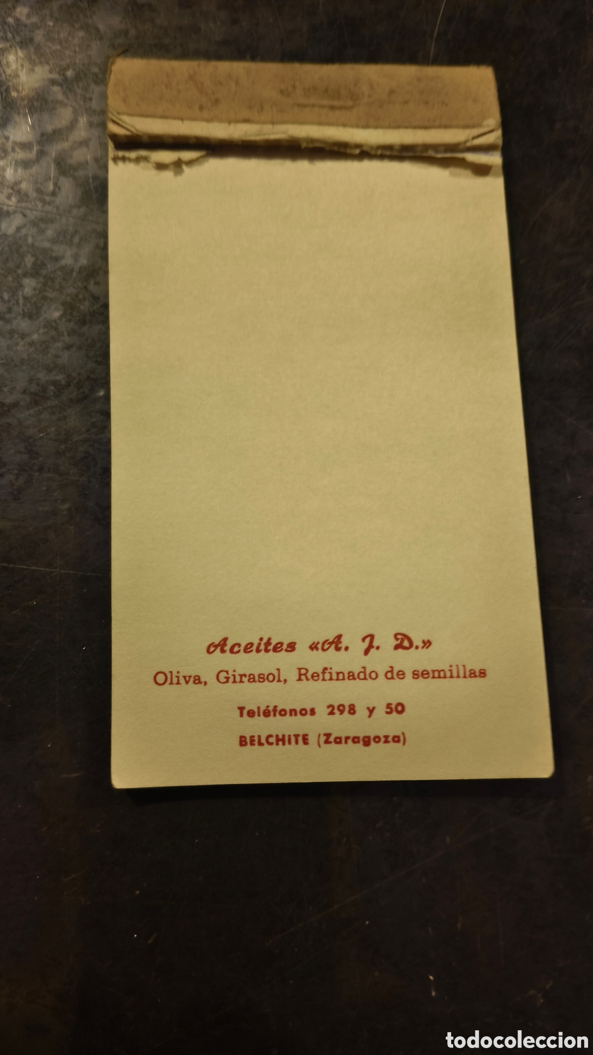 Otros art&iacute;culos de coleccionismo en papel: Antigua libreta publicidad aceites ajd Belchite Zaragoza almazara Jaime