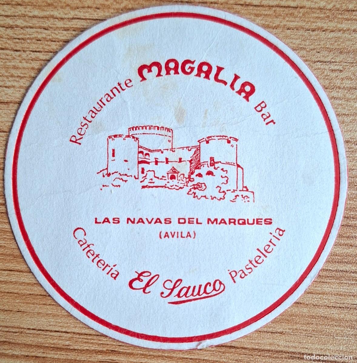 Otros art&iacute;culos de coleccionismo en papel: Posavasos Restaurante Bar Magalia / Cafeter&iacute;a Pasteler&iacute;a El Sauco - Las Navas del Marqu&eacute;s (&Aacute;vila)