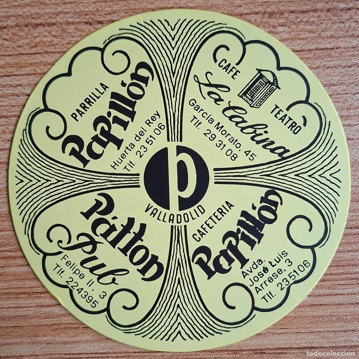 Otros art&iacute;culos de coleccionismo en papel: Posavasos Cafeter&iacute;a Parrilla Papillon / La Cabina / Patton Pub - Valladolid