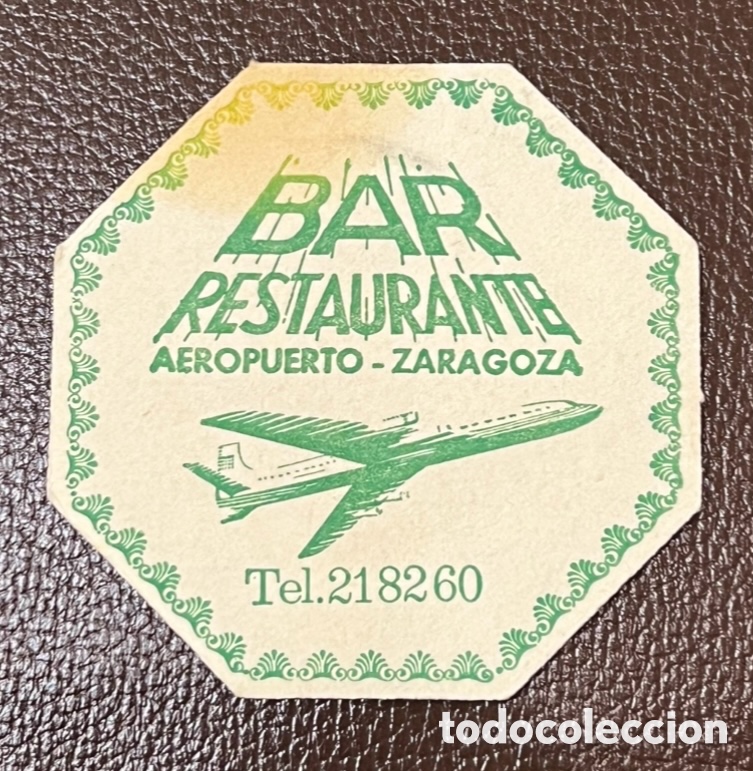 Otros art&iacute;culos de coleccionismo en papel: Posavasos. Bar Restaurante AEROPUERTO. Zaragoza. A&ntilde;os 70.