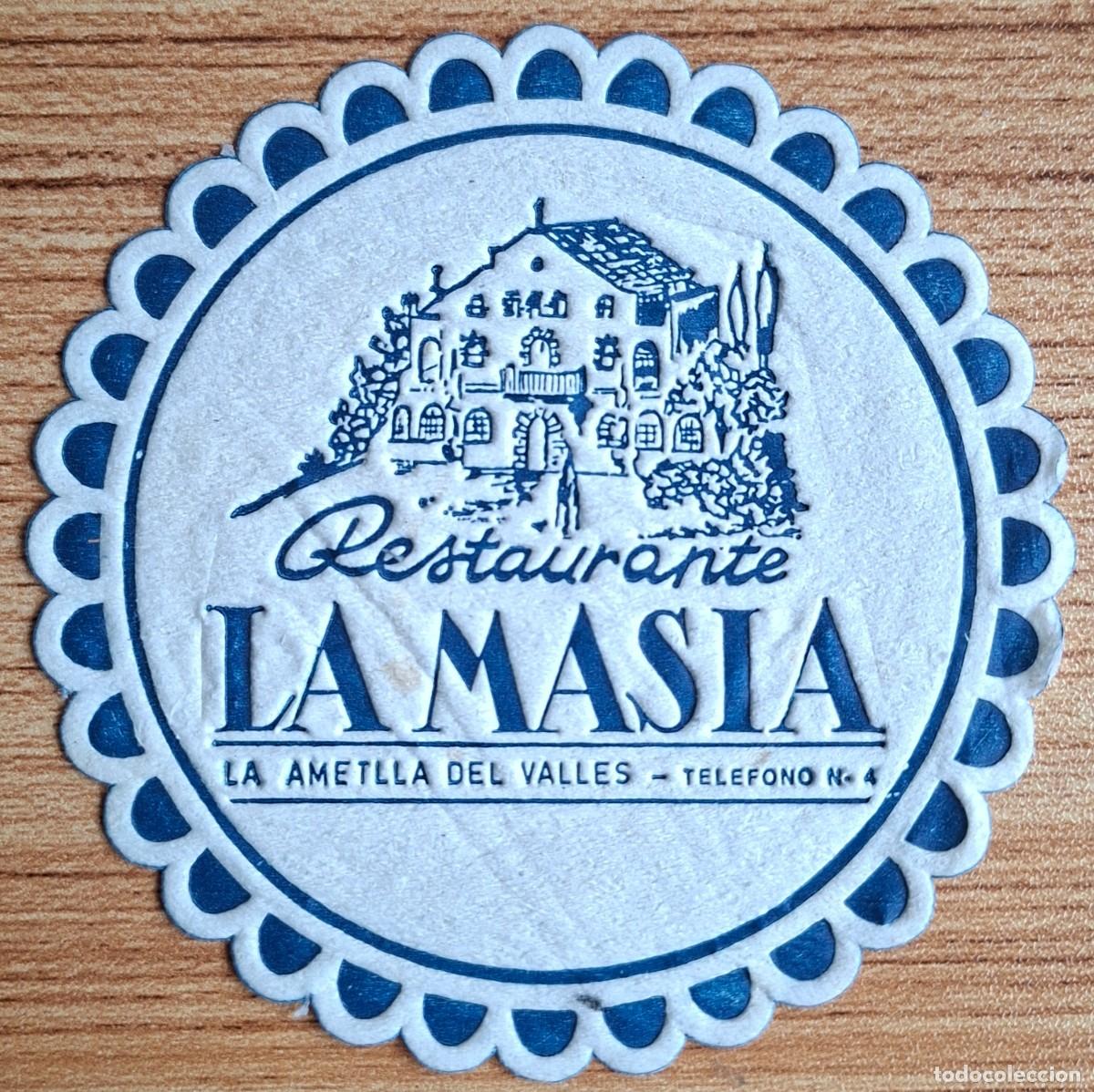 Otros art&iacute;culos de coleccionismo en papel: Posavasos Restaurante La Mas&iacute;a - Ametlla del Vall&eacute;s (Barcelona)