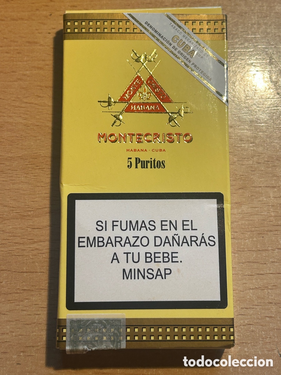 Otros art&iacute;culos de coleccionismo en papel: 5 puritos MONTECRISTO Habana, Cuba