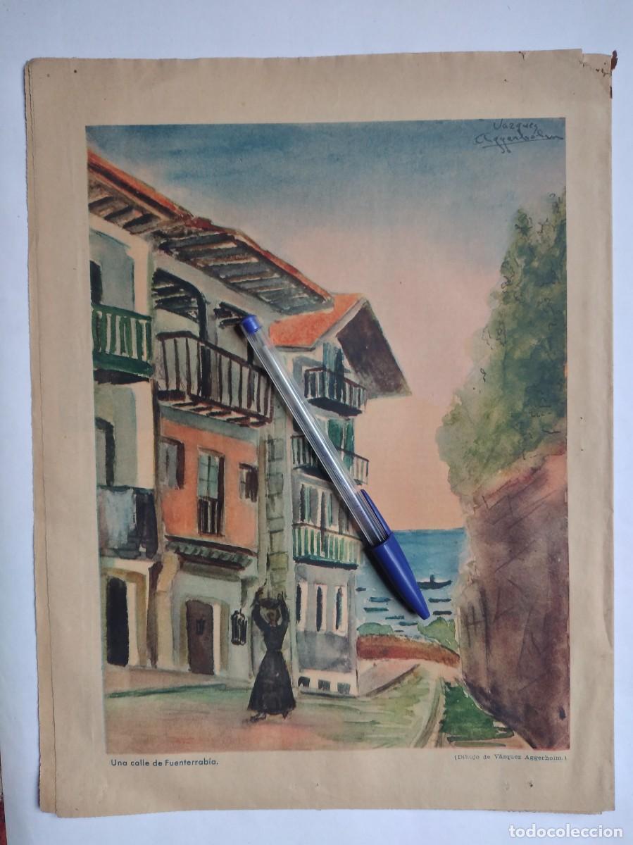 Otros art&iacute;culos de coleccionismo en papel: UNA CALLE DE FUENTERRABIA HONDARRIBIA DIBUJO DE V&Aacute;ZQUEZ AGGERHOLM HOJA DE PRENSA A&Ntilde;O 1935