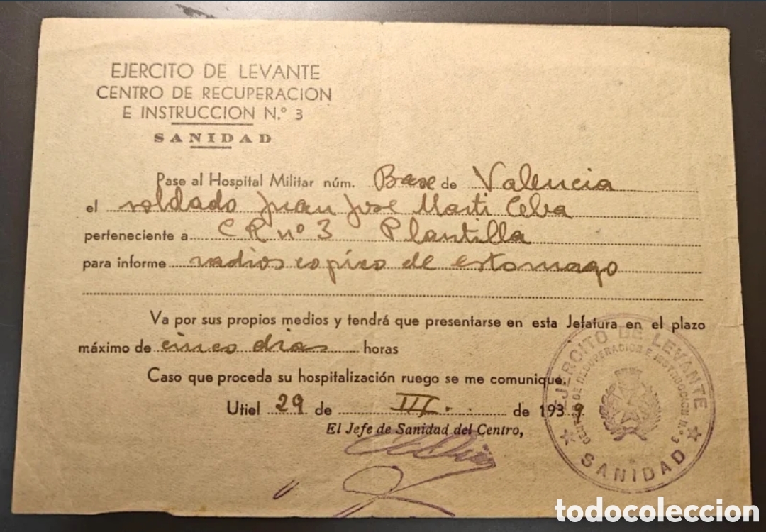 Otros art&iacute;culos de coleccionismo en papel: Ejercito de Levante guerra civil