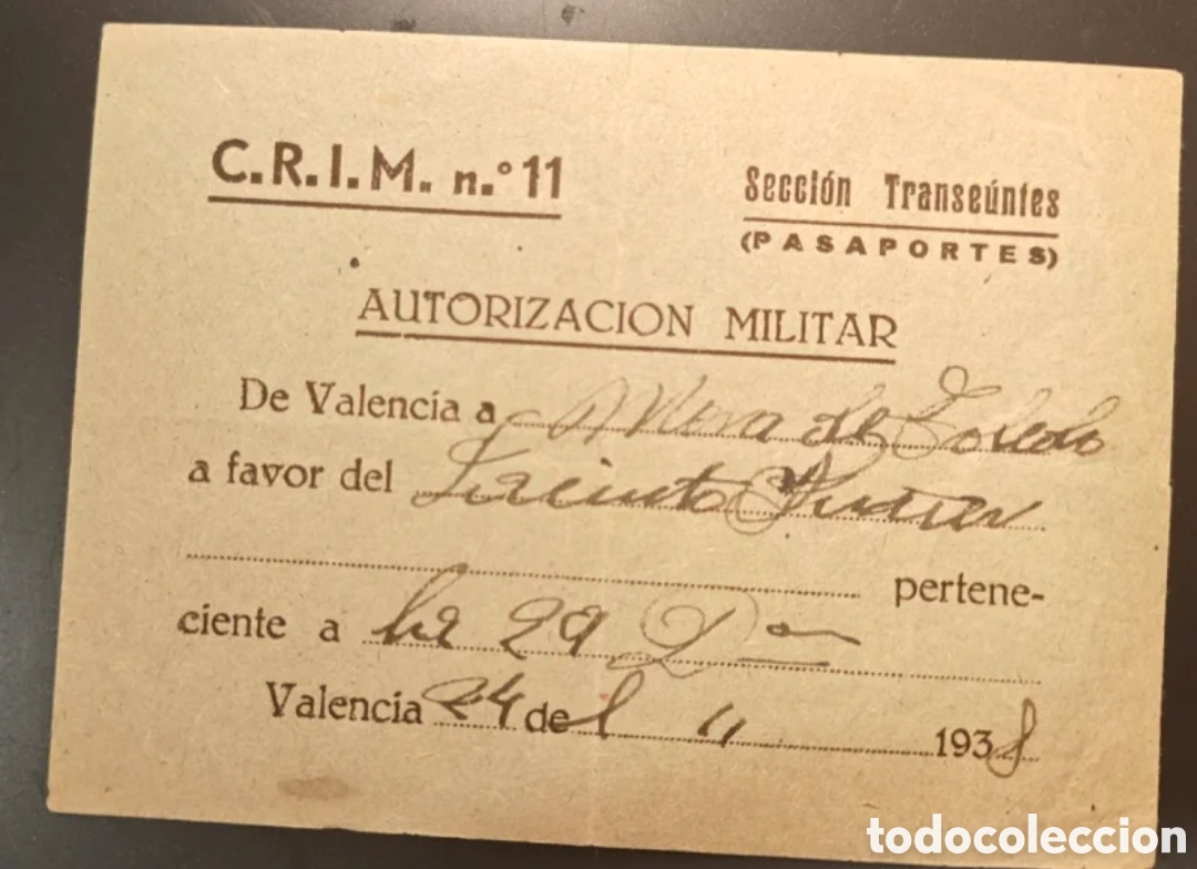 Otros art&iacute;culos de coleccionismo en papel: Salvoconducto guerra civil