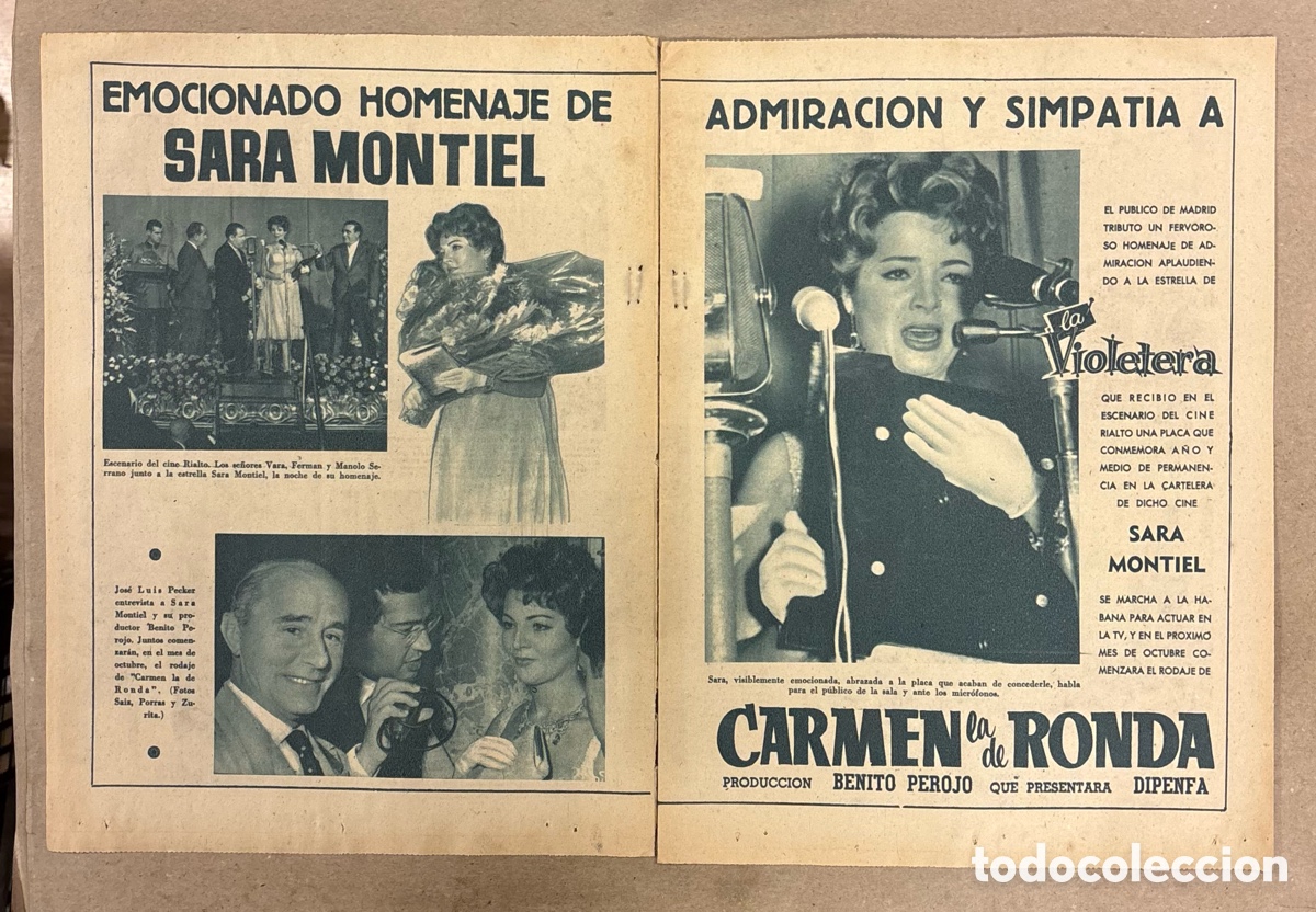 Otros art&iacute;culos de coleccionismo en papel: HOMENAJE SARA MONTIEL CARMEN LA DE RONDA Y LA VIOLETERA. 2 P&Aacute;GINAS PERI&Oacute;DICO ABC 1959..