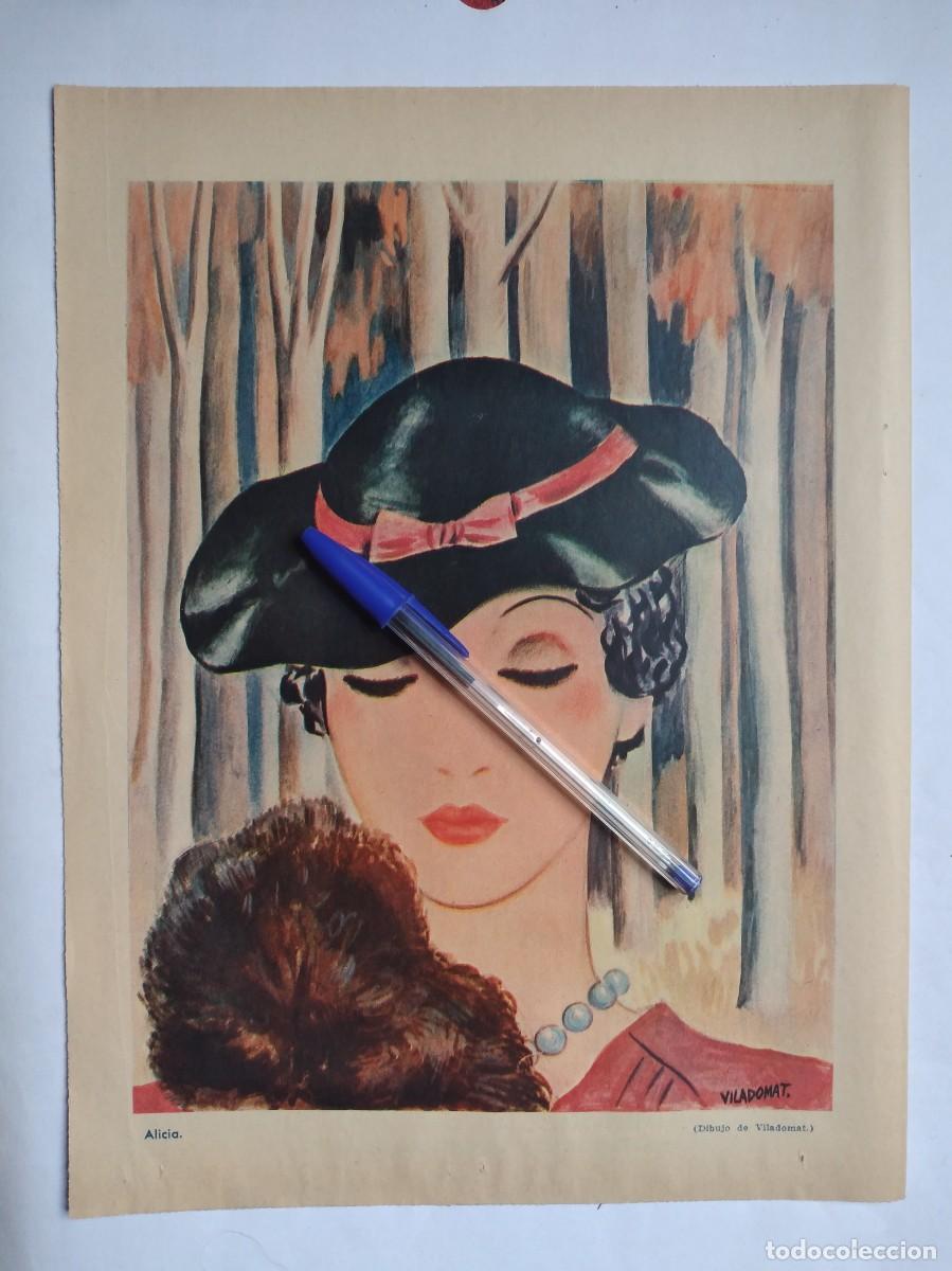 Otros art&iacute;culos de coleccionismo en papel: VILADOMAT DIBUJO DE ALICIA HOJA DE PRENSA A&Ntilde;O 1935