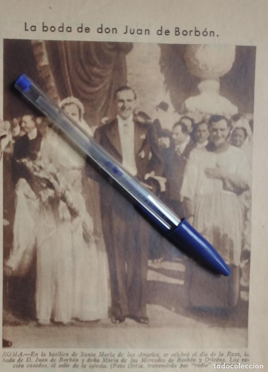 Otros art&iacute;culos de coleccionismo en papel: BODA DON JUAN DE BORB&Oacute;N Y DO&Ntilde;A MAR&Iacute;A DE LAS MERCEDES DE BORBON Y ORLEANS ROMA RECORTE PRENSA 1935