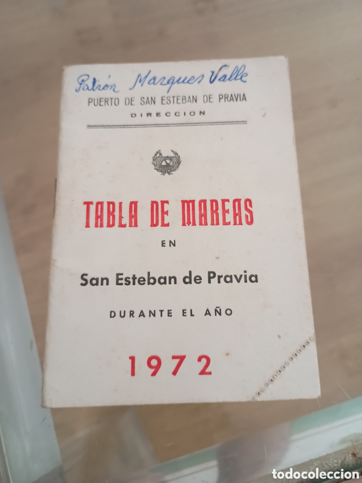 Otros art&iacute;culos de coleccionismo en papel: CPl tablas de mareas a&ntilde;o 1972. Puerto de San Esteban de Pravia (Asturias)