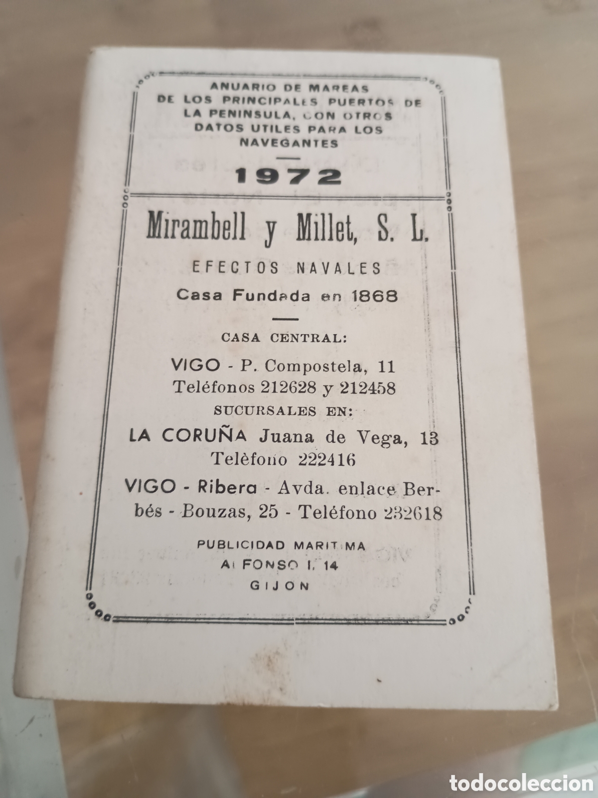 Otros art&iacute;culos de coleccionismo en papel: CPl anuario de mareas Mirambell y Millet, S.L. Musel, Gij&oacute;n (Asturias) a&ntilde;o 1972