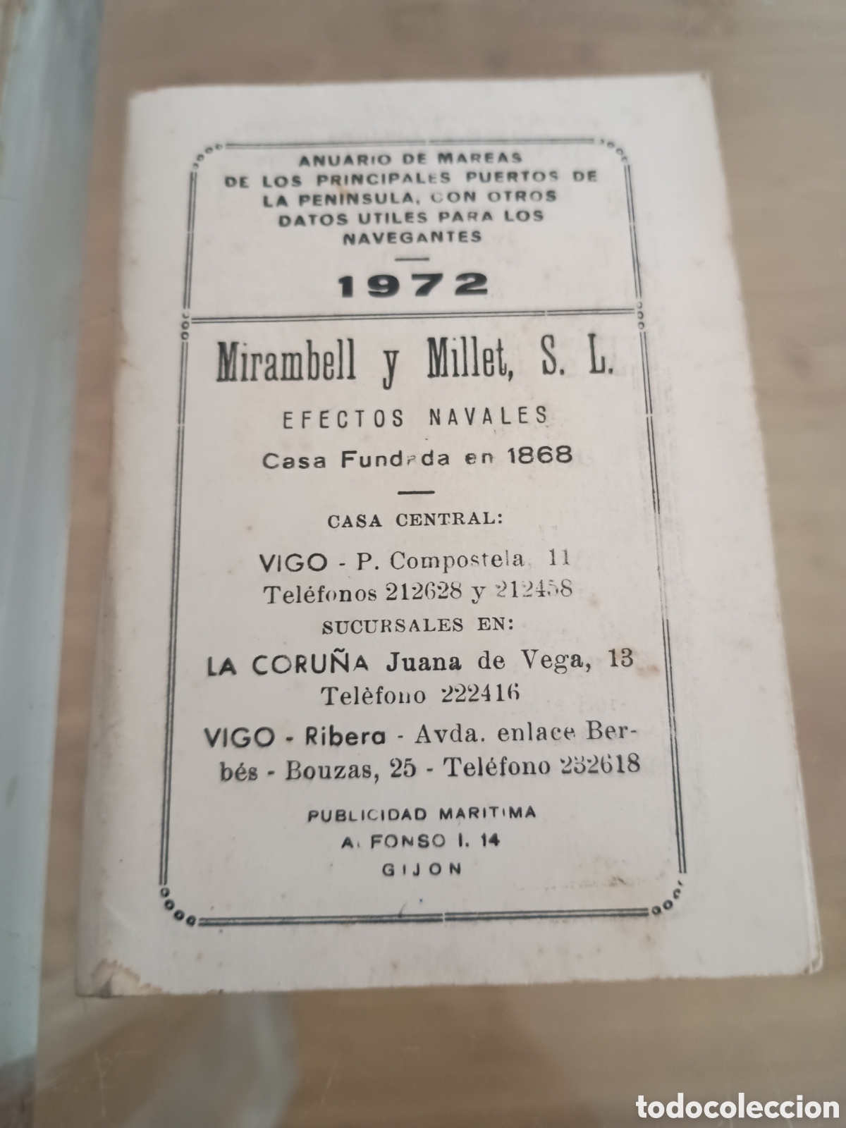 Otros art&iacute;culos de coleccionismo en papel: CPl anuario de mareas Mirambell y Millet, S.L. Musel, Gij&oacute;n (Asturias) a&ntilde;o 1972