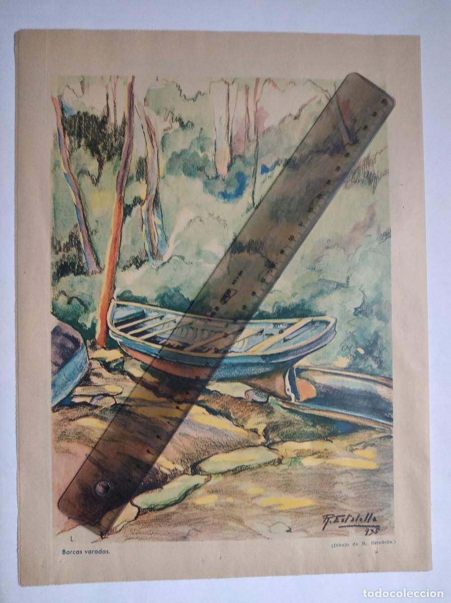 Otros art&iacute;culos de coleccionismo en papel: R. ESTADELLA DIBUJO BARCAS VARADAS HOJA DE PRENSA A&Ntilde;O 1935