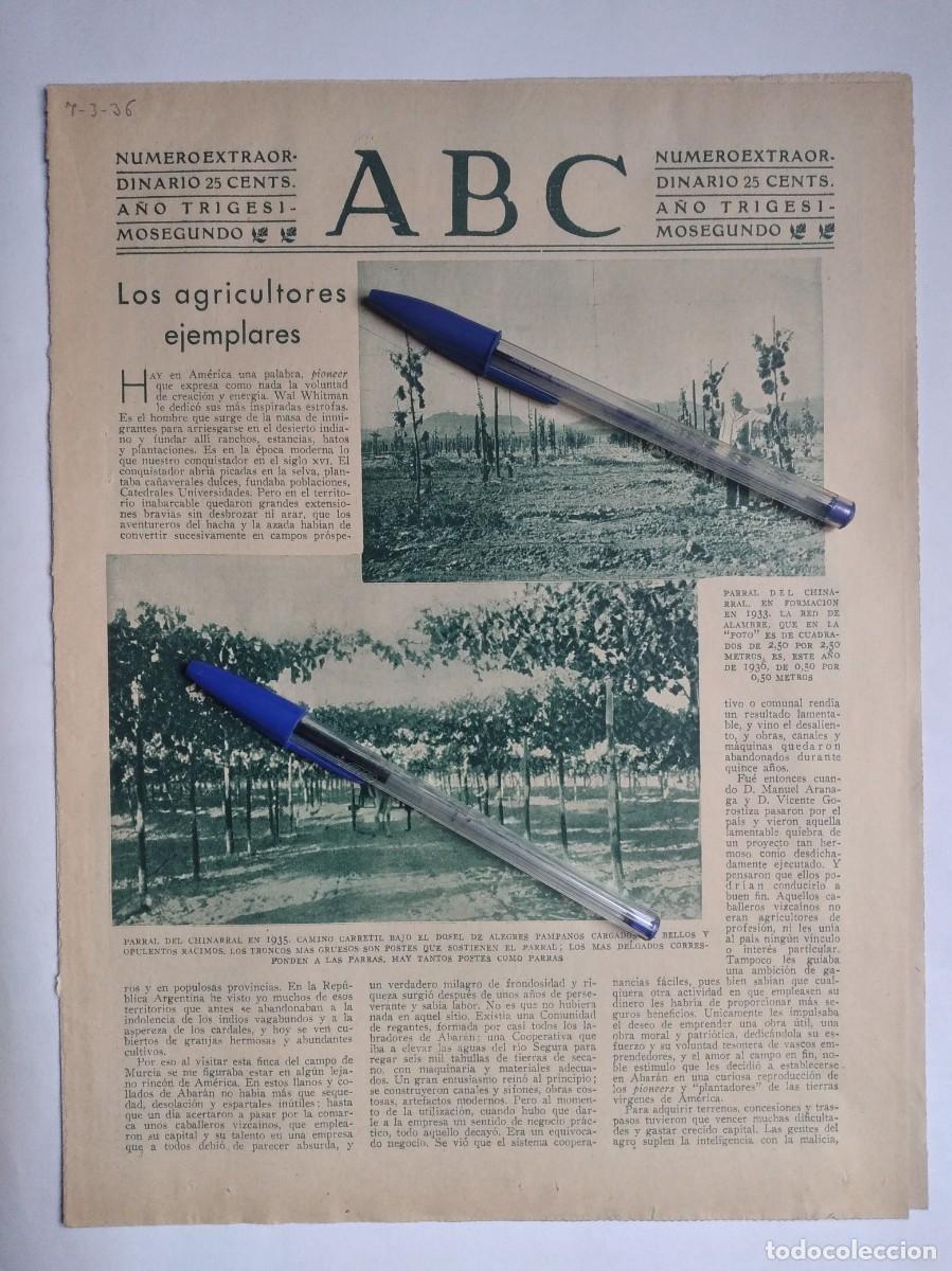 Otros art&iacute;culos de coleccionismo en papel: ABAR&Aacute;N MURCIA ARANAGA GOROSTIZA VI&Ntilde;A PARRAL DEL CHINARRAL BALSA RIEGO DOS P&Aacute;GINAS DE PRENSA A&Ntilde;O 1936