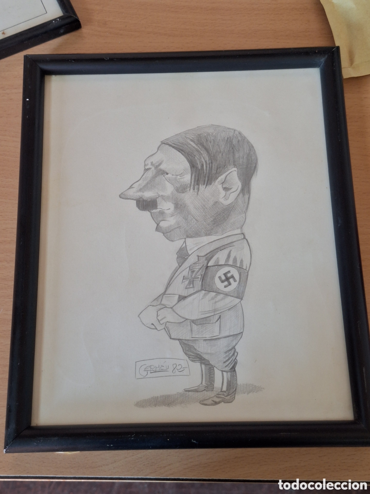 Otros art&iacute;culos de coleccionismo en papel: Dibujo / caricatura Adolfo Hitler . Firmado Germ&aacute;n 82