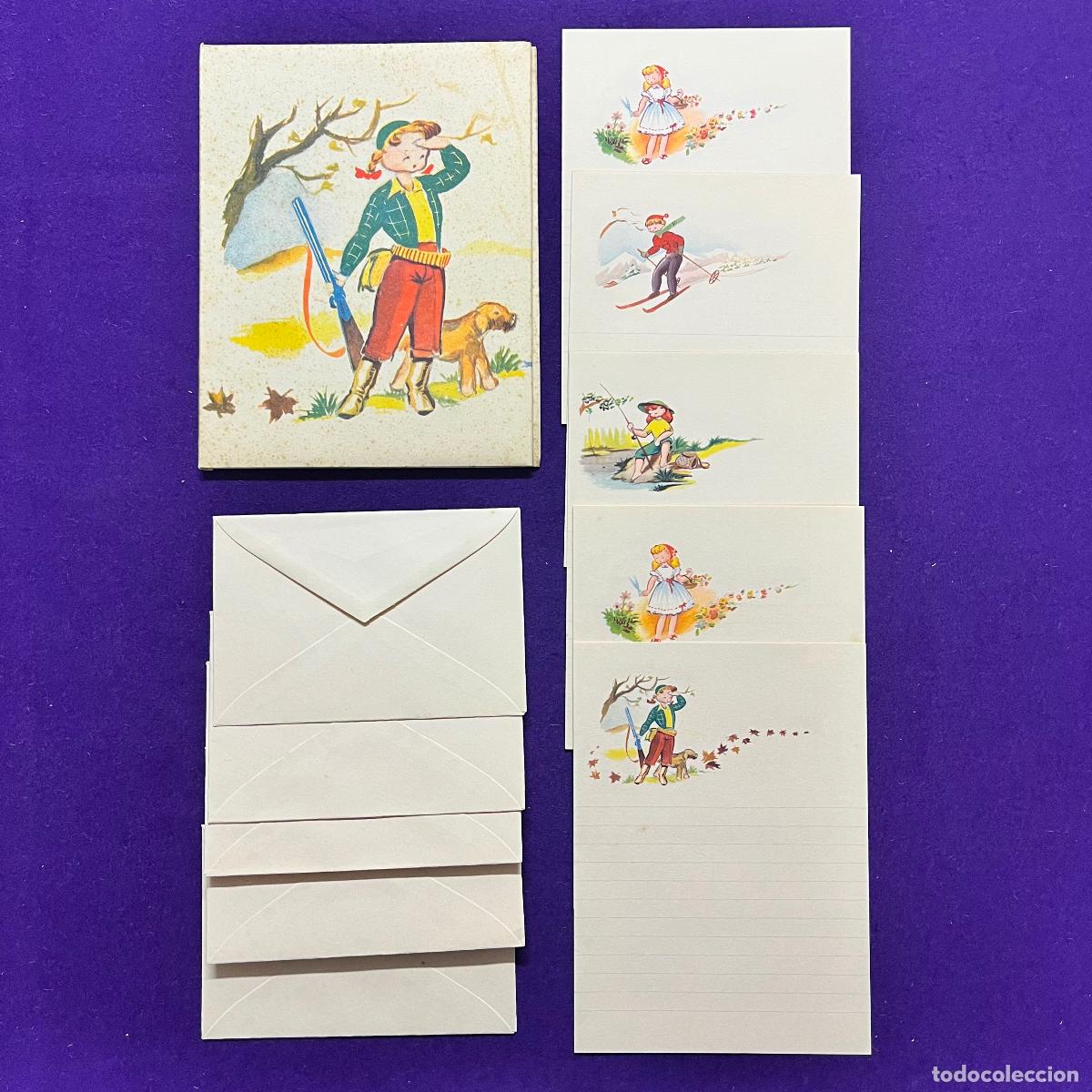 Otros art&iacute;culos de coleccionismo en papel: ANTIGUO ESTUCHE CON 5 SOBRES Y 5 CARTAS INFANTILES. ILUSTRACIONES DE NI&Ntilde;OS Y NI&Ntilde;AS. CARTITA.