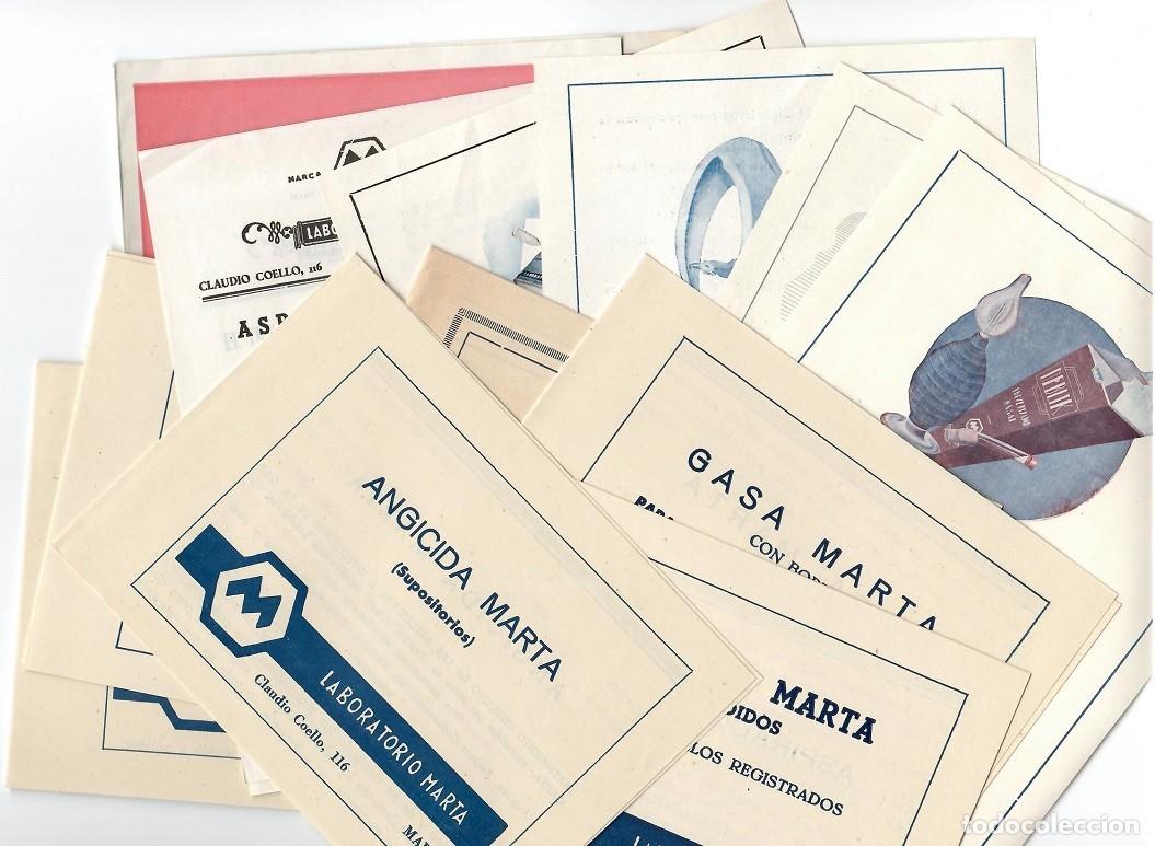 Otros art&iacute;culos de coleccionismo en papel: Laboratorio Marta ( Madrid ), conjunto de publicidad antigua de sus productos - Lote muy comercial