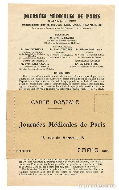 Altri oggetti di carta: Journ&eacute;es M&eacute;dicales de Paris organizadas por la Revue medicale fran&ccedil;aise - 9 al 14 junio 1929