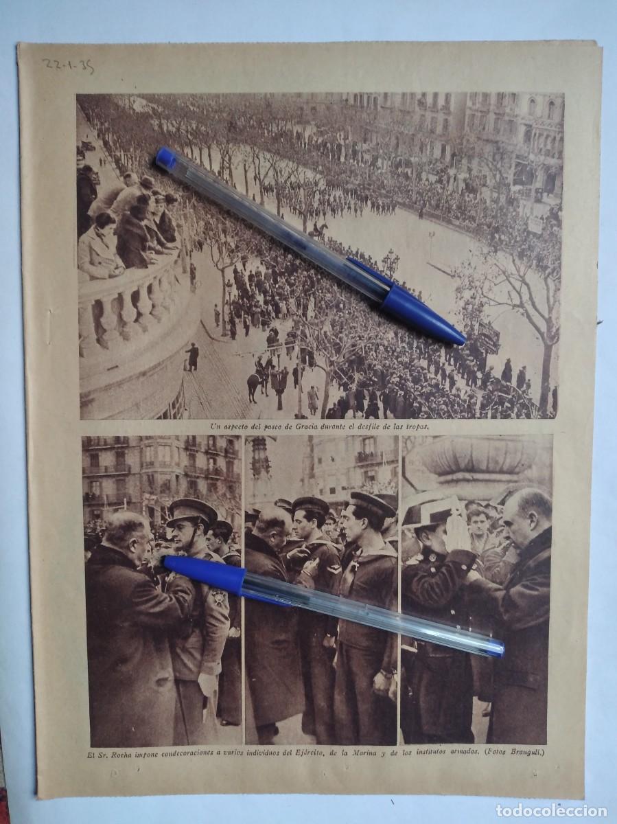 Otros art&iacute;culos de coleccionismo en papel: BARCELONA PASEO DE GRACIA HOMENAJE EJ&Eacute;RCITO DESFILE ROCHA IMPONE CONDECORACIONES HOJA DE PRENSA 1935