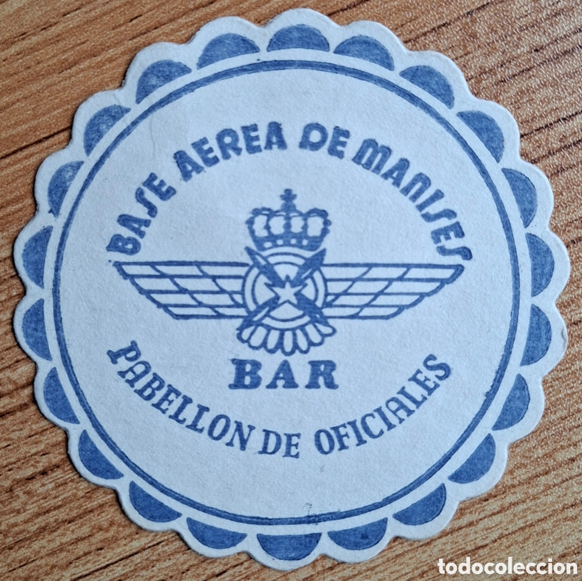 Otros art&iacute;culos de coleccionismo en papel: Posavasos Bar Pabell&oacute;n de Oficiales - Ej&eacute;rcito Espa&ntilde;ol - Base a&eacute;rea de Manises (Valencia)