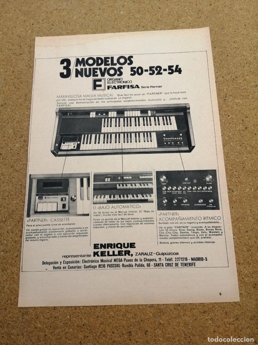 Otros art&iacute;culos de coleccionismo en papel: ANUNCIO. ORGANO ELECTRONICO FARFISA