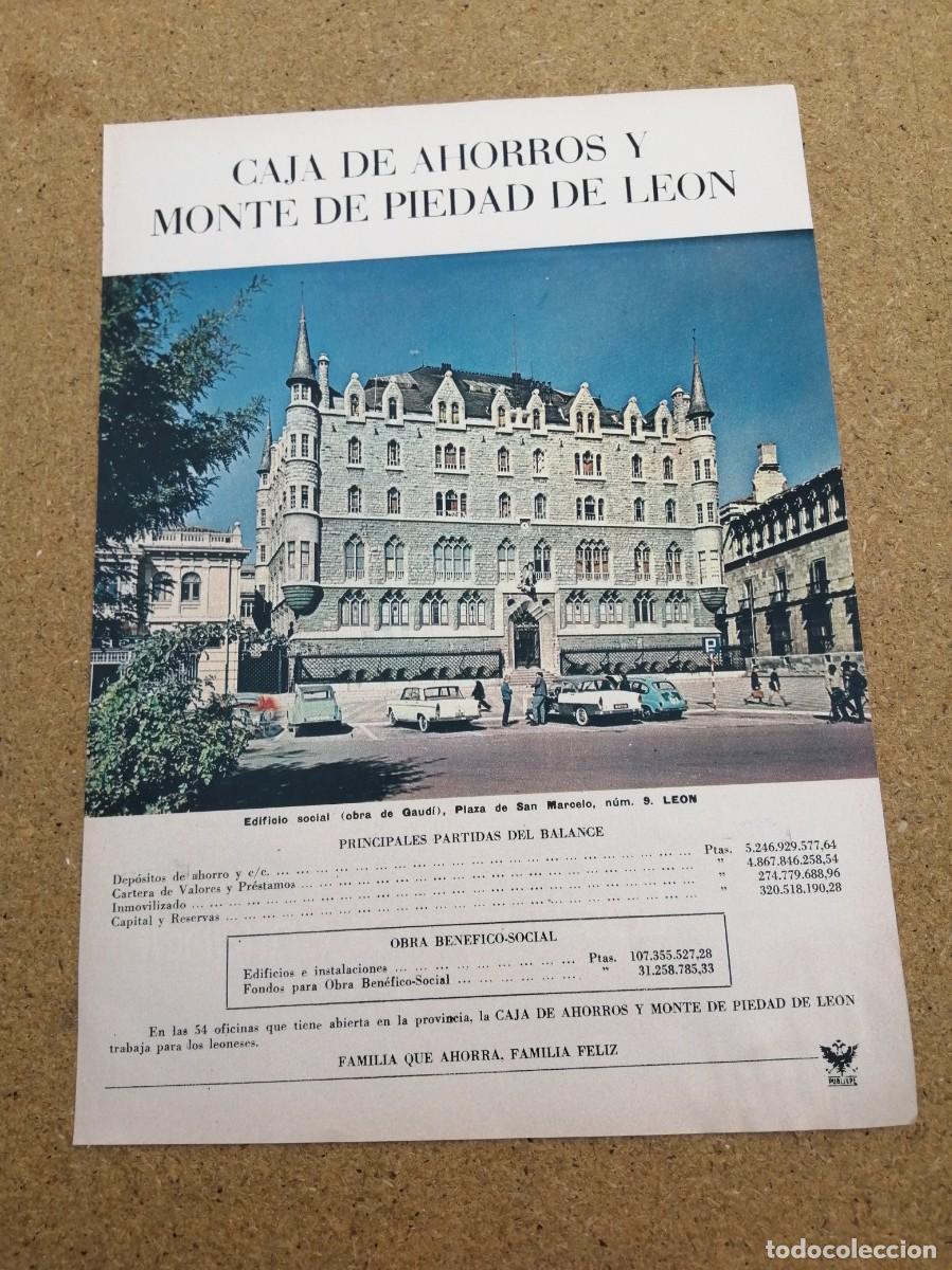Otros art&iacute;culos de coleccionismo en papel: ANUNCIO. CAJA DE AHORROS Y MONTE DE PIEDAD DE LEON