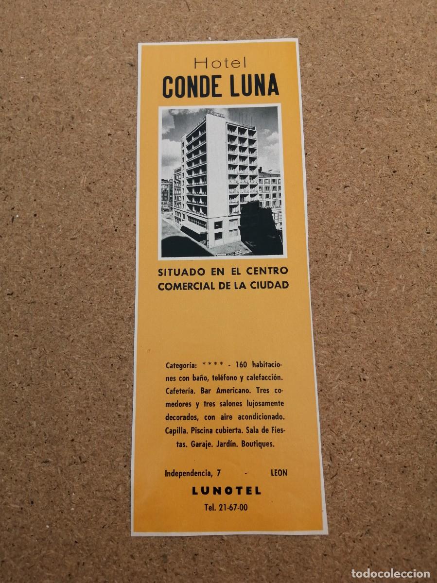 Otros art&iacute;culos de coleccionismo en papel: ANUNCIO. HOTEL CONDE LUNA, LEON