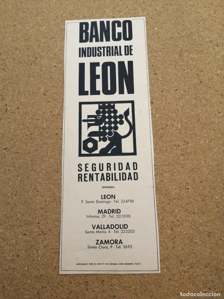 Otros art&iacute;culos de coleccionismo en papel: ANUNCIO. BANCO INDUSTRIAL DE LEON