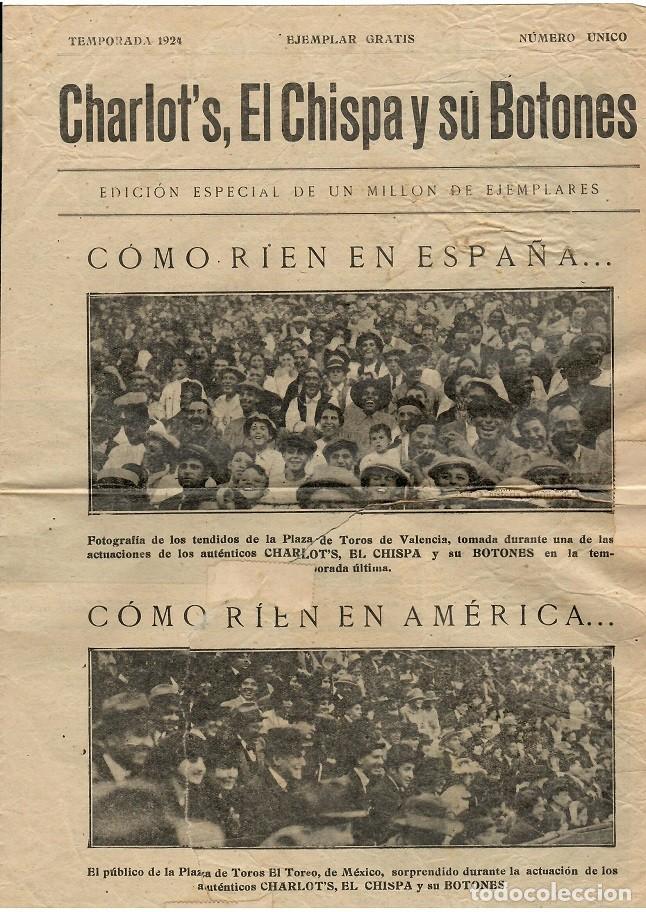 Collectionnisme Papier divers: D&iacute;ptico taurino / Temporada 1924 N&uacute;mero &Uacute;nico - Charlot's , El Chispa y su Botones