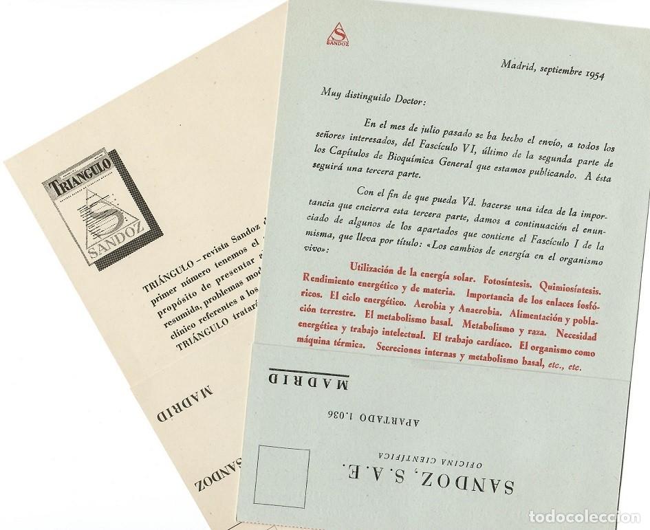 Paper Collecting Others: Sandoz Oficina Cient&iacute;fica ( Madrid ) - 2 Hojas de env&iacute;o publicitario a&ntilde;os 1952 y 1954 / Escasas
