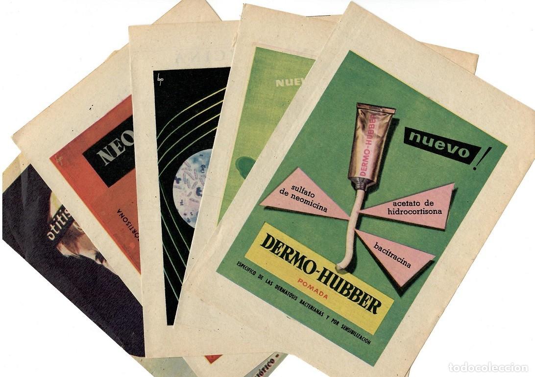 Paper Collecting Others: Laboratorios Hubber - Bacitracina Hubber y Dermo-Hubber / 5 Hojas publicitarias antiguas de Farmacia