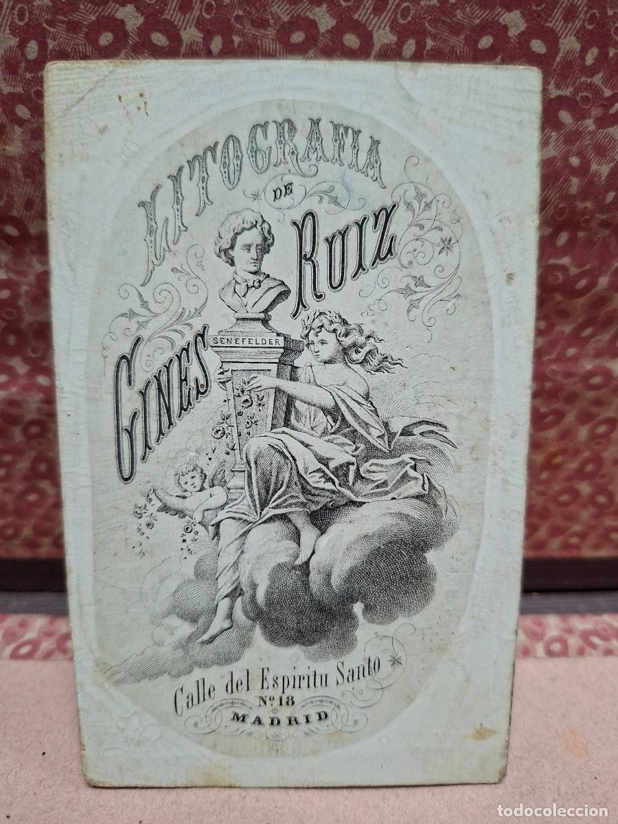 Otros art&iacute;culos de coleccionismo en papel: ANTIGUA TARJETA PUBLICIDAD LITOGRAFIA DE GINES RUIZ CALLE ESPIRITU SANTO MADRID S XIX