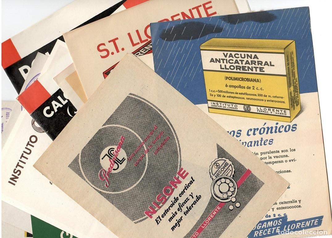 Altri oggetti di carta: Gran Lote PUBLICIDAD ANTIGUA Instituto Llorente (Madrid) - Sueros, Vacunas y Farmacia