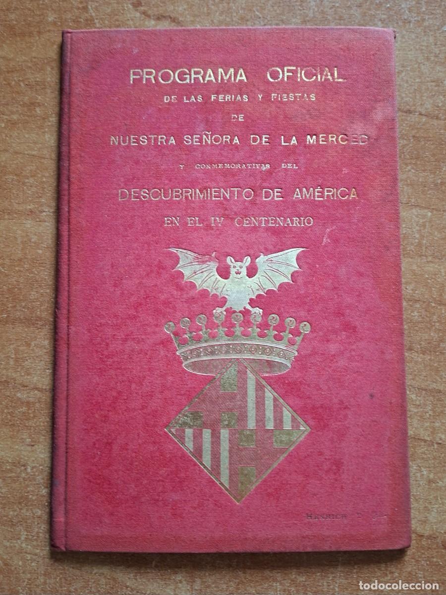 Otros art&iacute;culos de coleccionismo en papel: 1892 PROGRAMA OFICIAL DE LAS FERIAS Y FIESTAS DE LA MERCED....