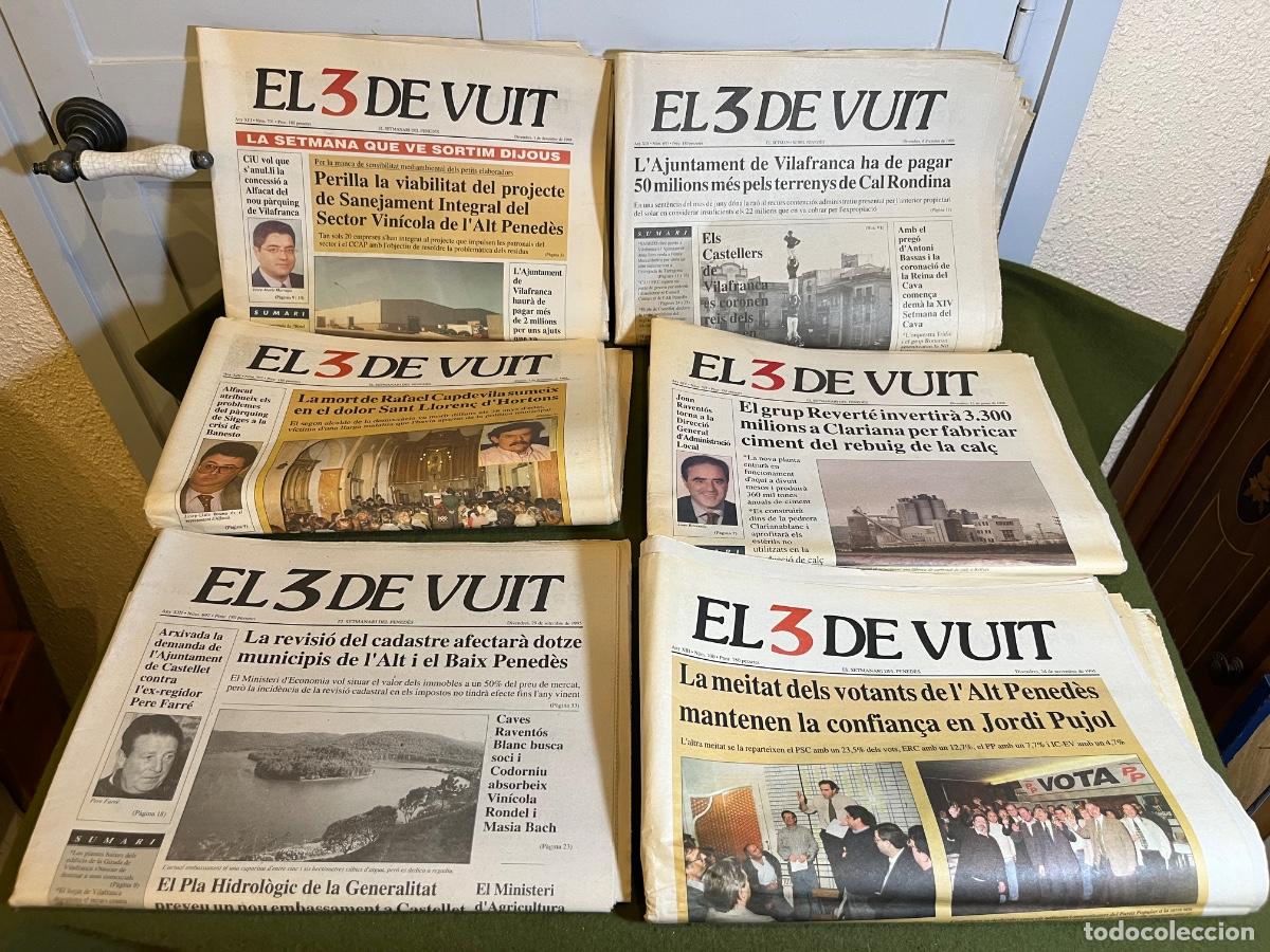 Outros artigos de papel: Lote 6 peri&oacute;dicos El 3 de Vuit 1995-1996 Vilafranca del Pened&egrave;s Alt Pened&egrave;s prensa comarcal hist&oacute;ric