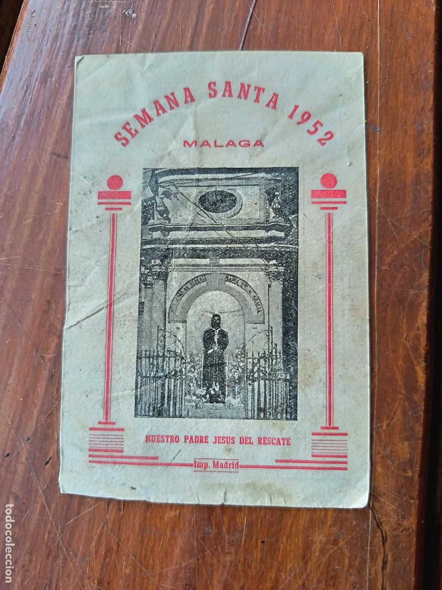 Altri oggetti di carta: DIPTICO SEMANA SANTA MALAGA. 1953. HORARIOS DE PROCESIONES.