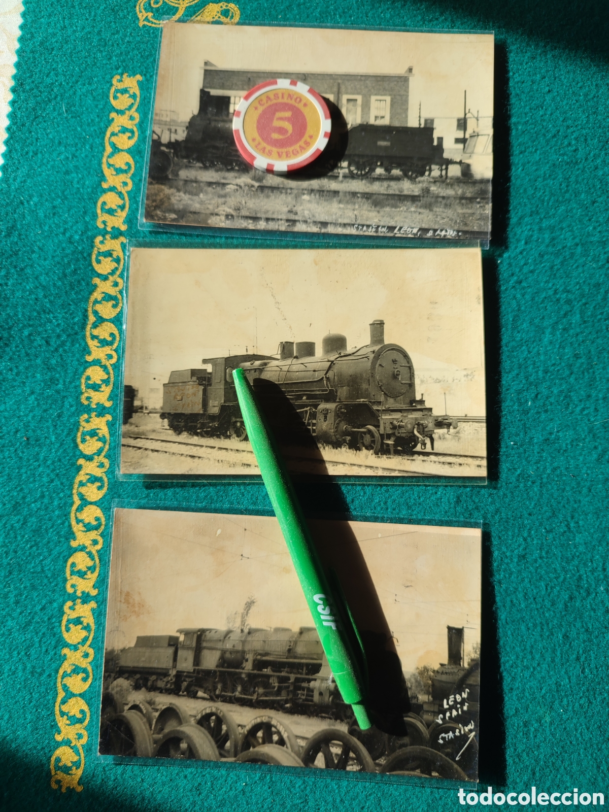 Otros art&iacute;culos de coleccionismo en papel: Lote postales ferrocarril trenes de Leon