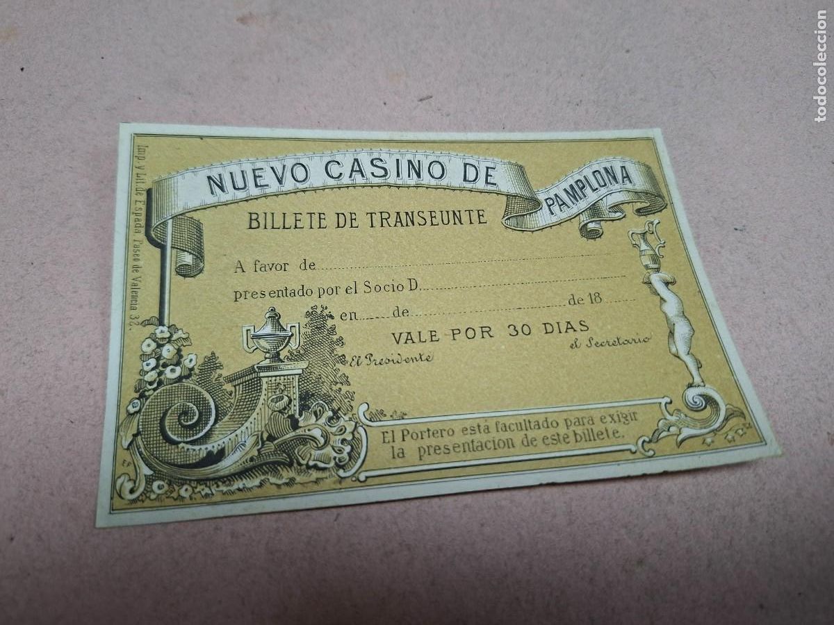 Sammelleidenschaft Andere Papierartikel: ANTIGUO CARNET BILLETE TRANSEUNTE CASINO DE PAMPLONA NAVARRA S XIX LITOGRAFIA ESPADA