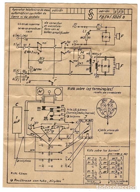 Sammelleidenschaft Andere Papierartikel: Esquema - Aparatos telef&oacute;nicos de mesa autom&aacute;ticos con bot&oacute;n de tierra ni de destello / Muy raro